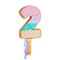 Pull String Number 2 Ice Cream Pinata for Two Sweet Birthday Decorations (16.5 x 11.5 x 3 In), For Ages 3+